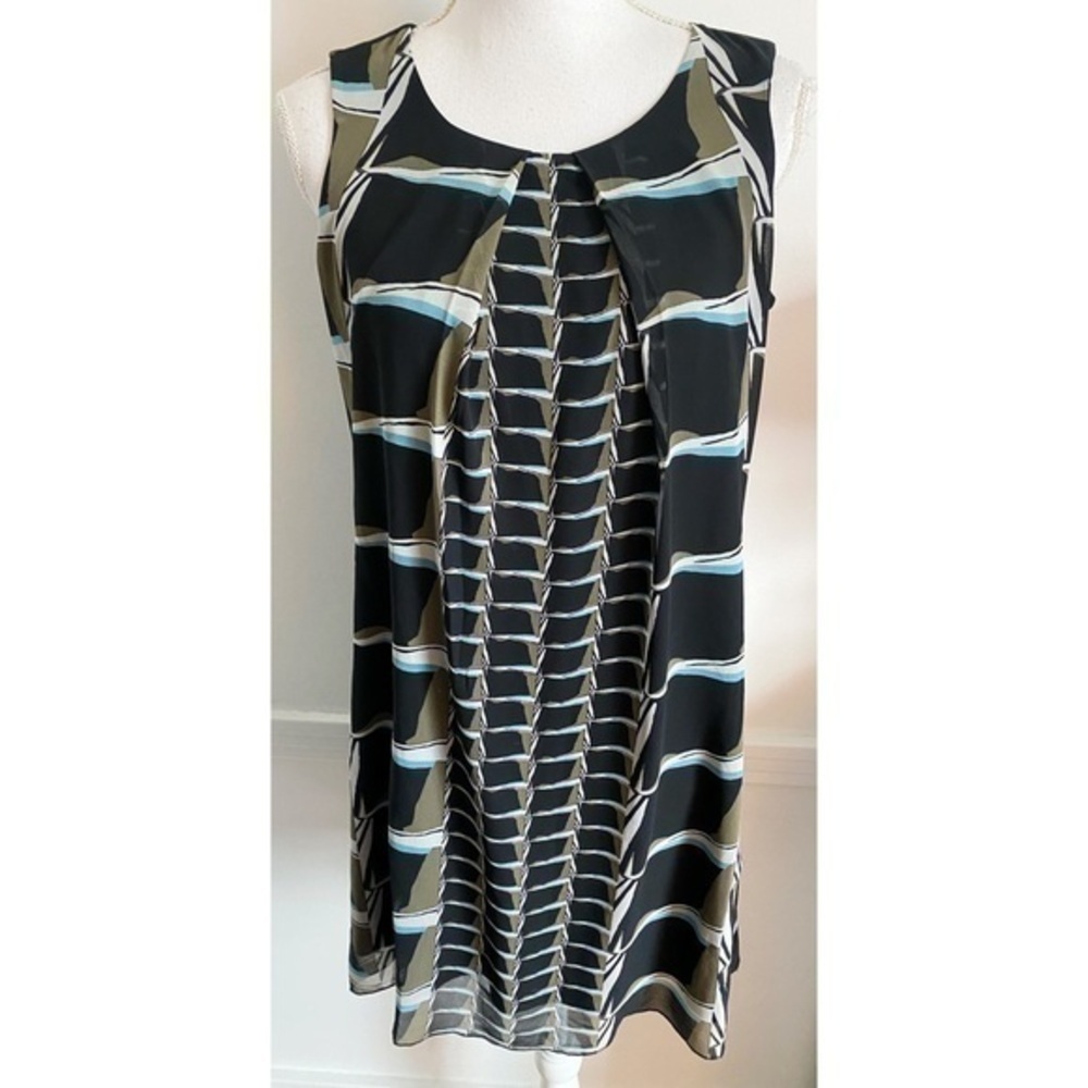 Nic & Zoe • Black Blue Olive Green Chiffon Dress